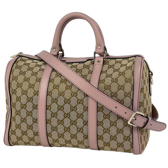 GUCCI Handbags - Gucci GG-patterned handbag, 2-way shoulder bag, Boston GG canvas, beige and p...